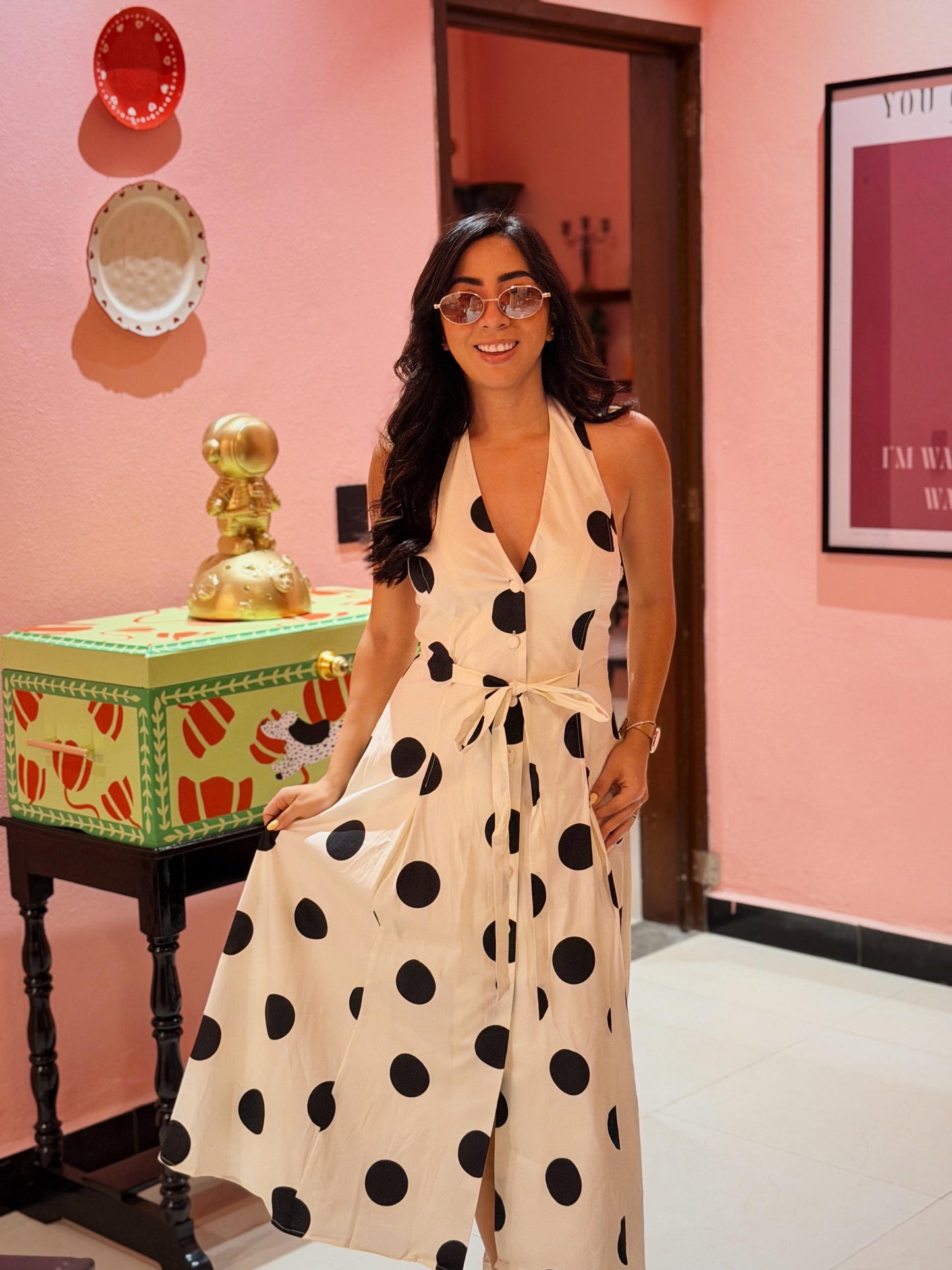 Vestido Polkadot halter.