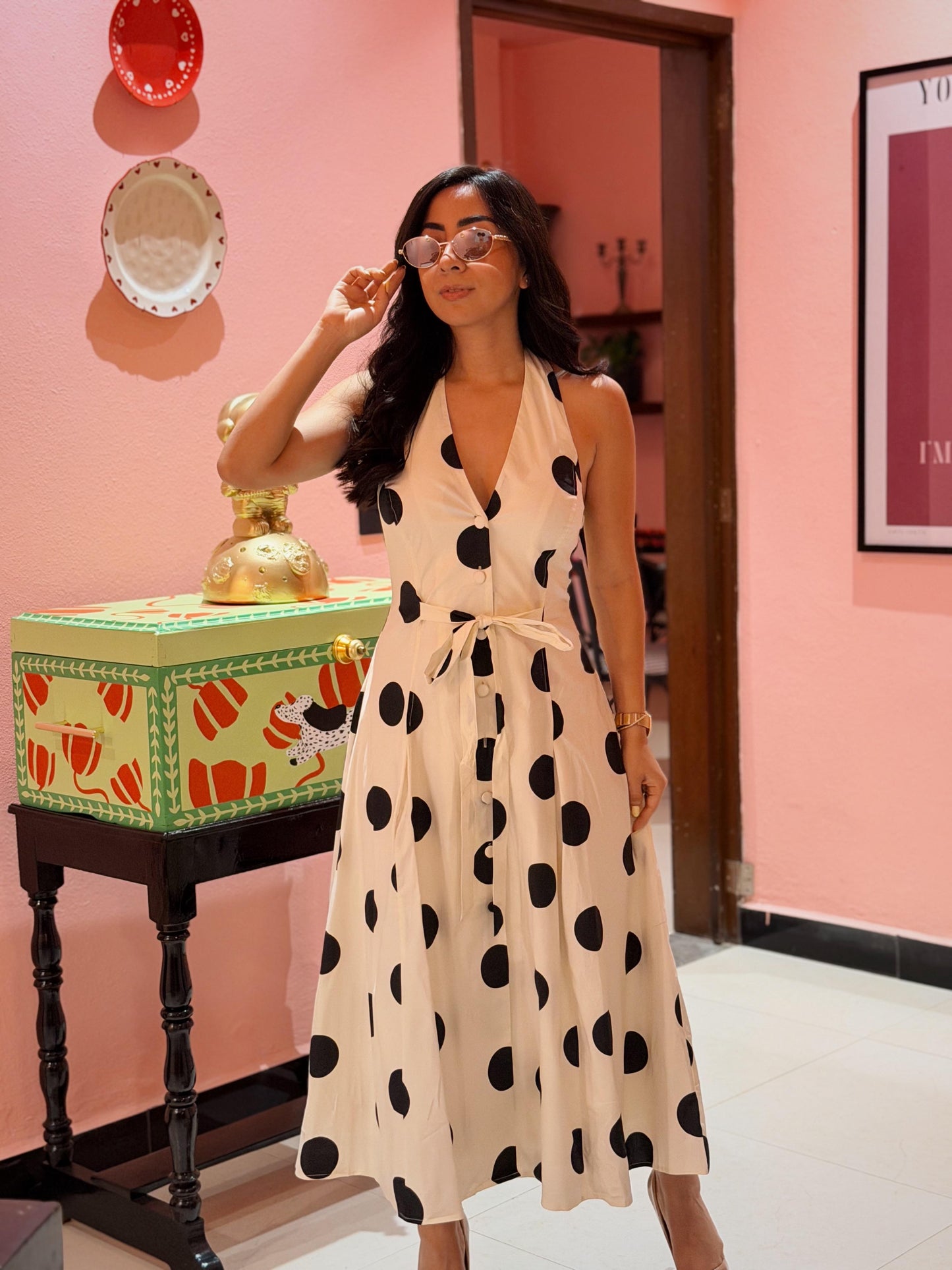 Vestido Polkadot halter.