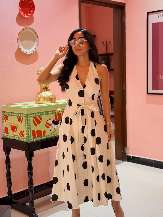 Vestido Polkadot halter.