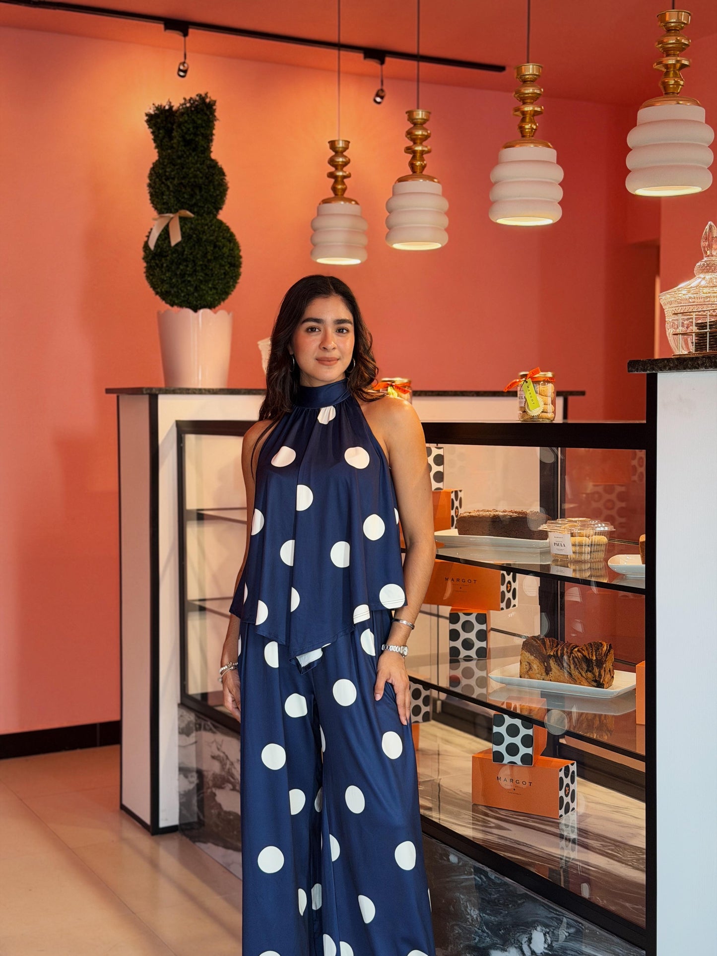 Conjunto Polkadot azul marino