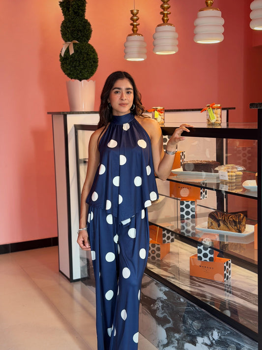 Conjunto Polkadot azul marino