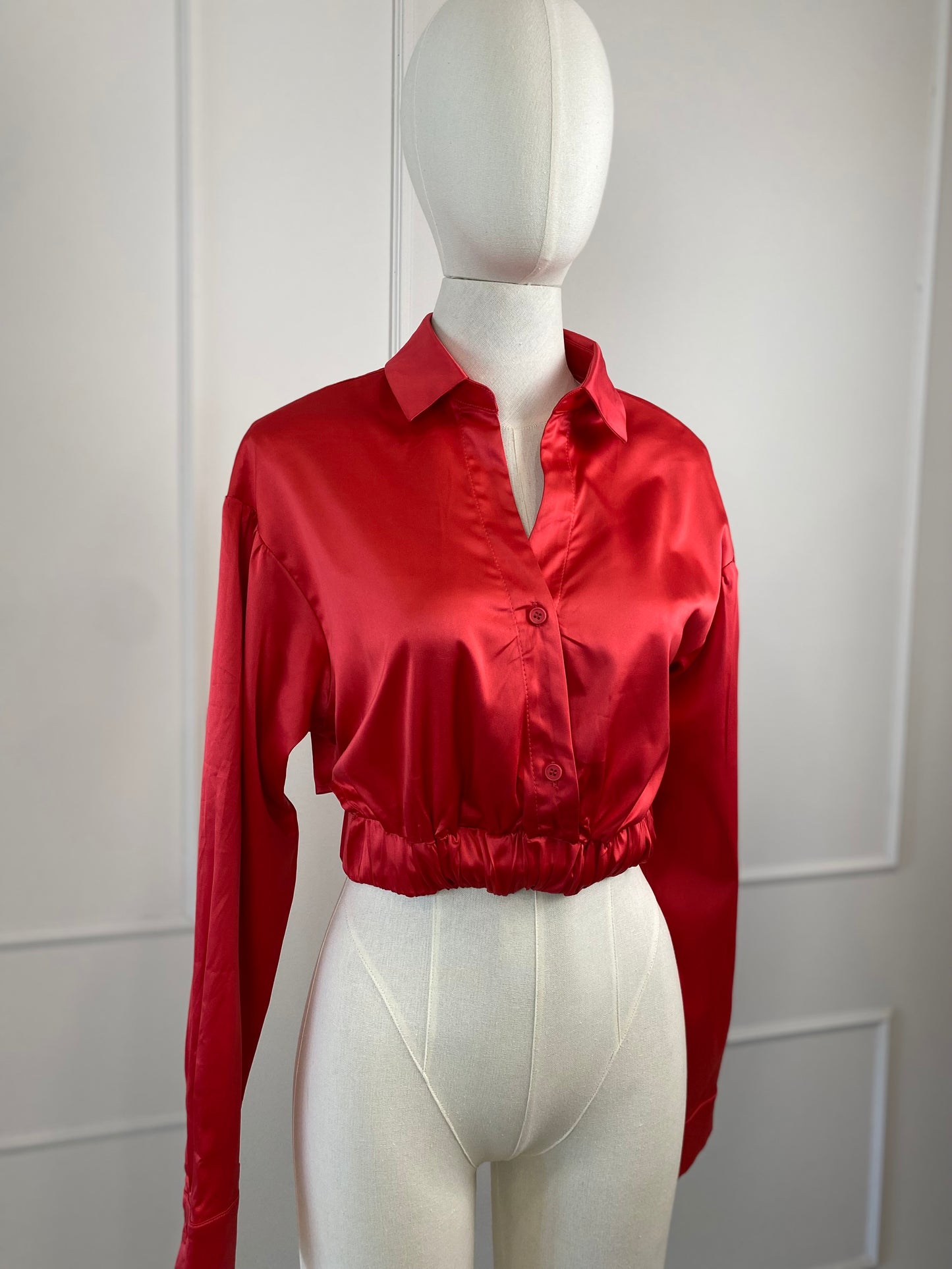 Blusa de Vestir Satín Roja