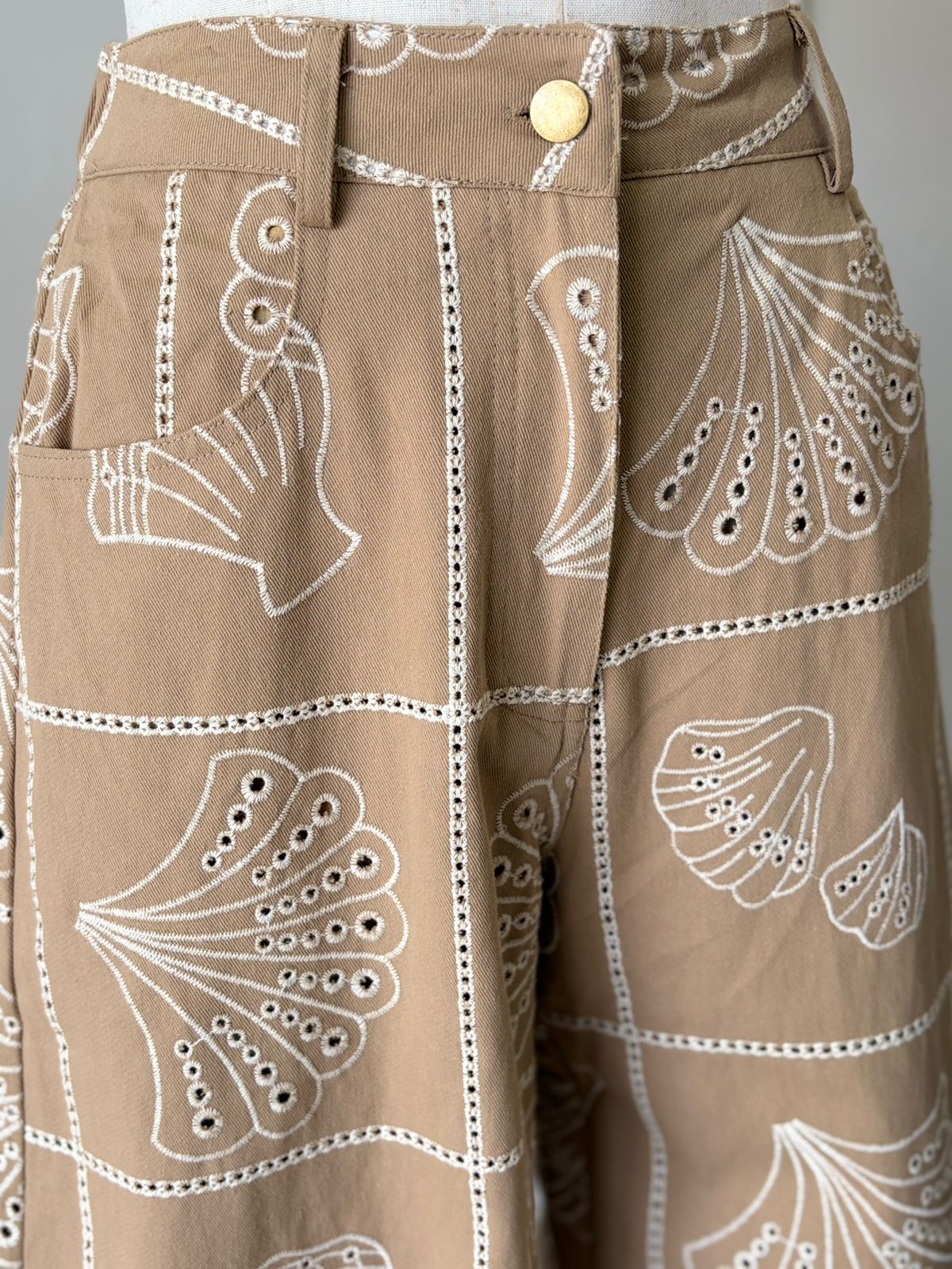 Pantalón Café Estampado Marino